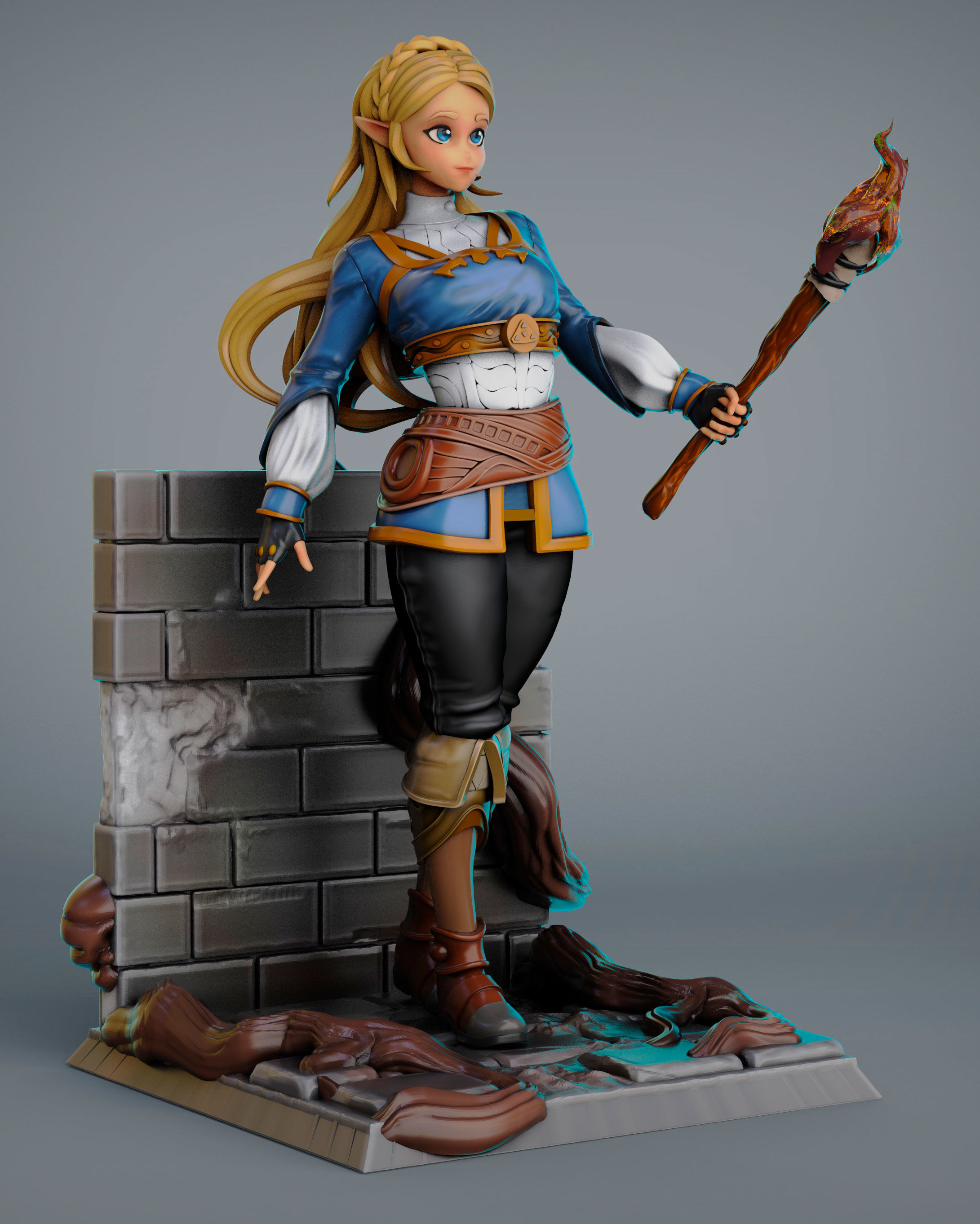 princes zelda for 3Dprint more figure nonsplit 3D print model_6