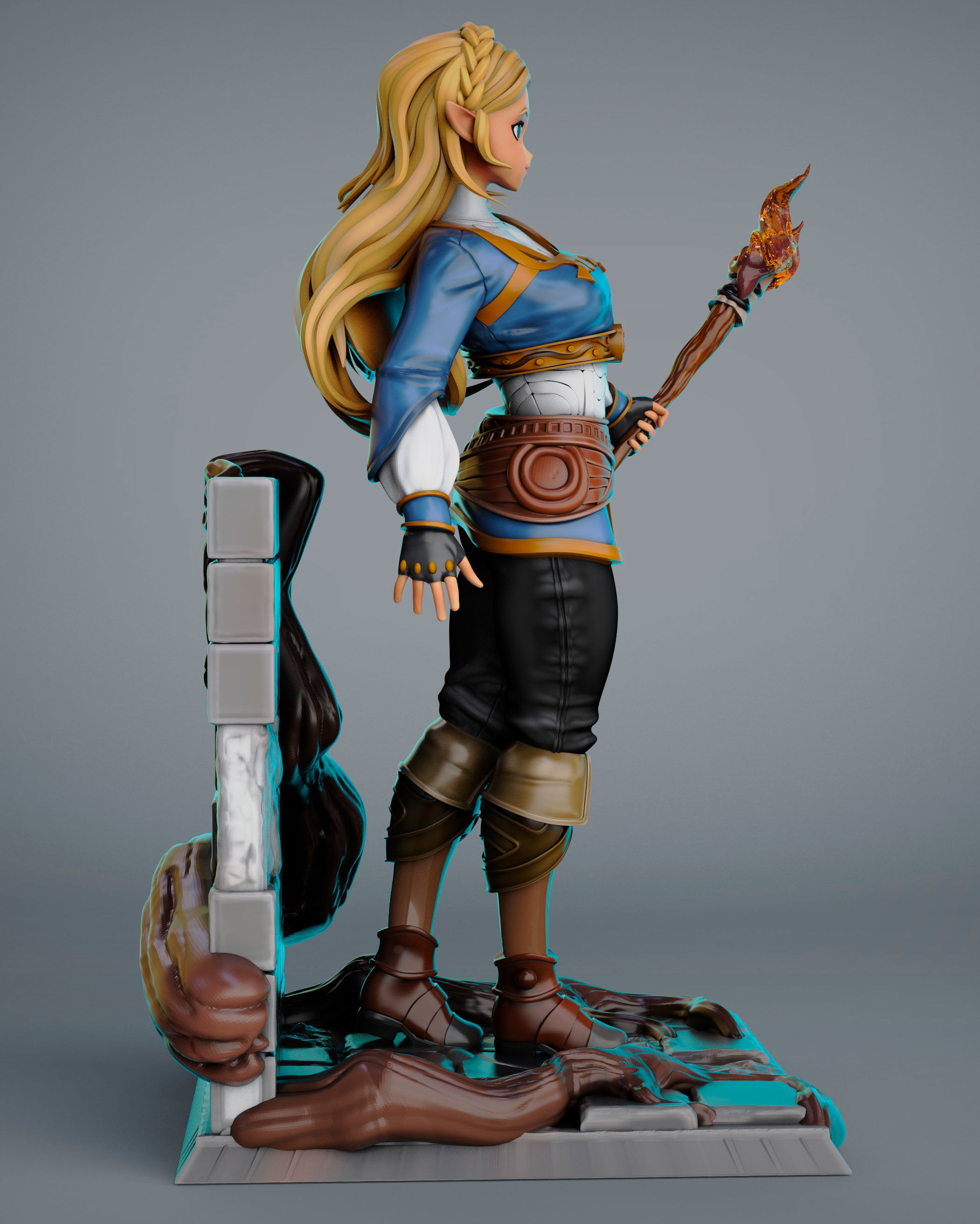 princes zelda for 3Dprint more figure nonsplit 3D print model_5