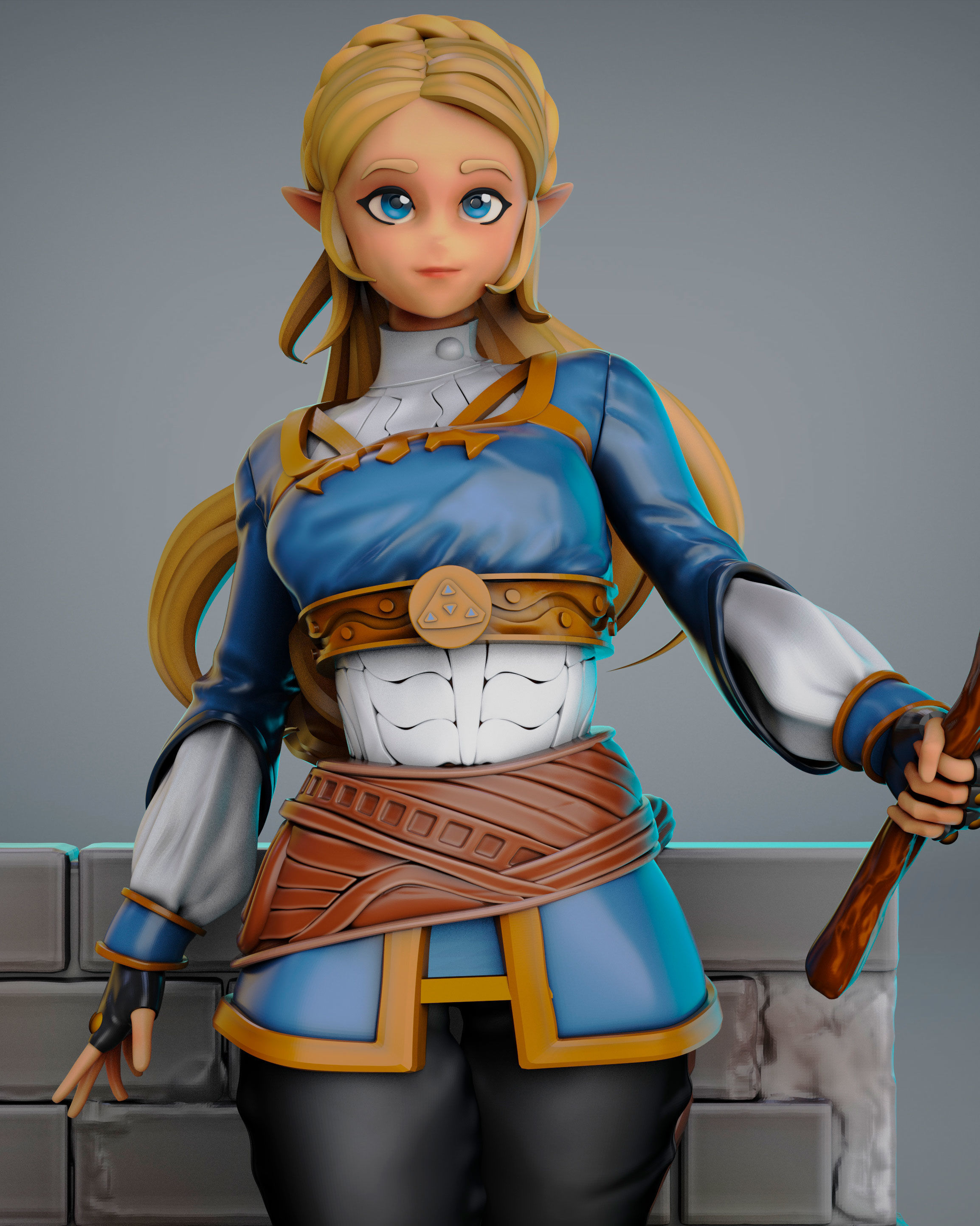 princes zelda for 3Dprint more figure nonsplit 3D print model_8