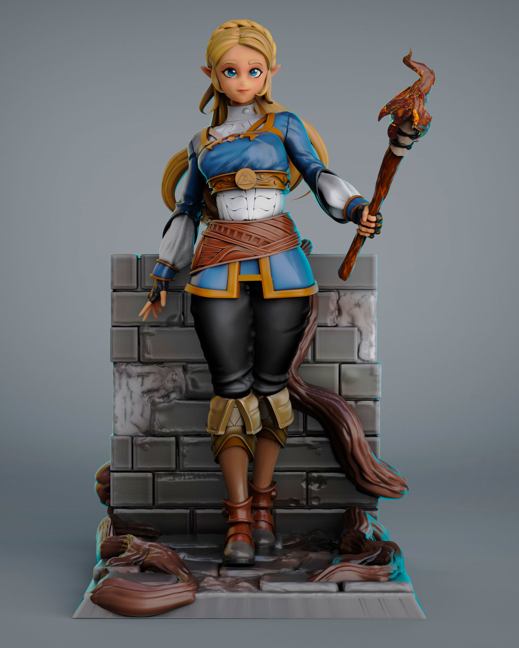 princes zelda for 3Dprint more figure nonsplit 3D print model_1