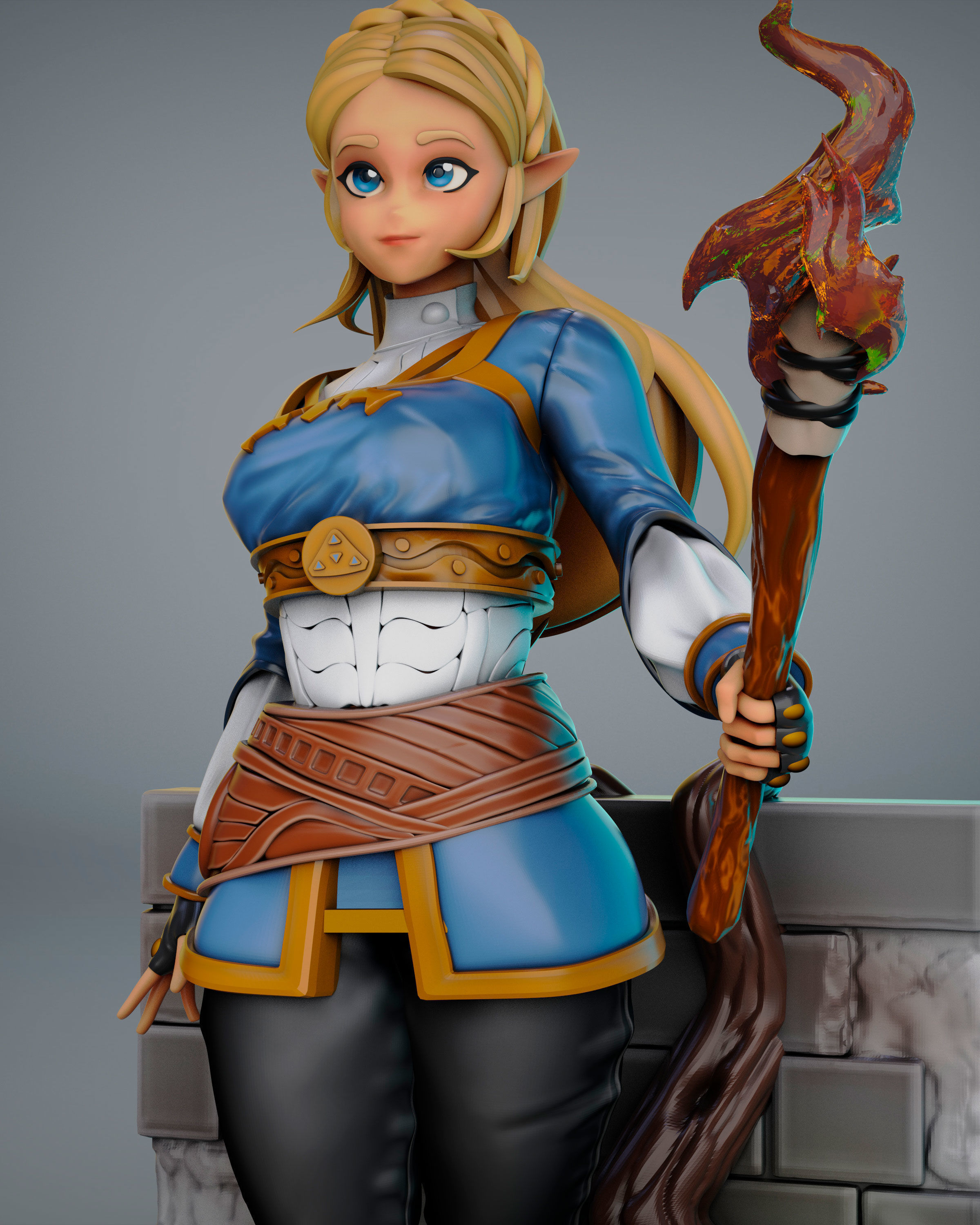 princes zelda for 3Dprint more figure nonsplit 3D print model_7