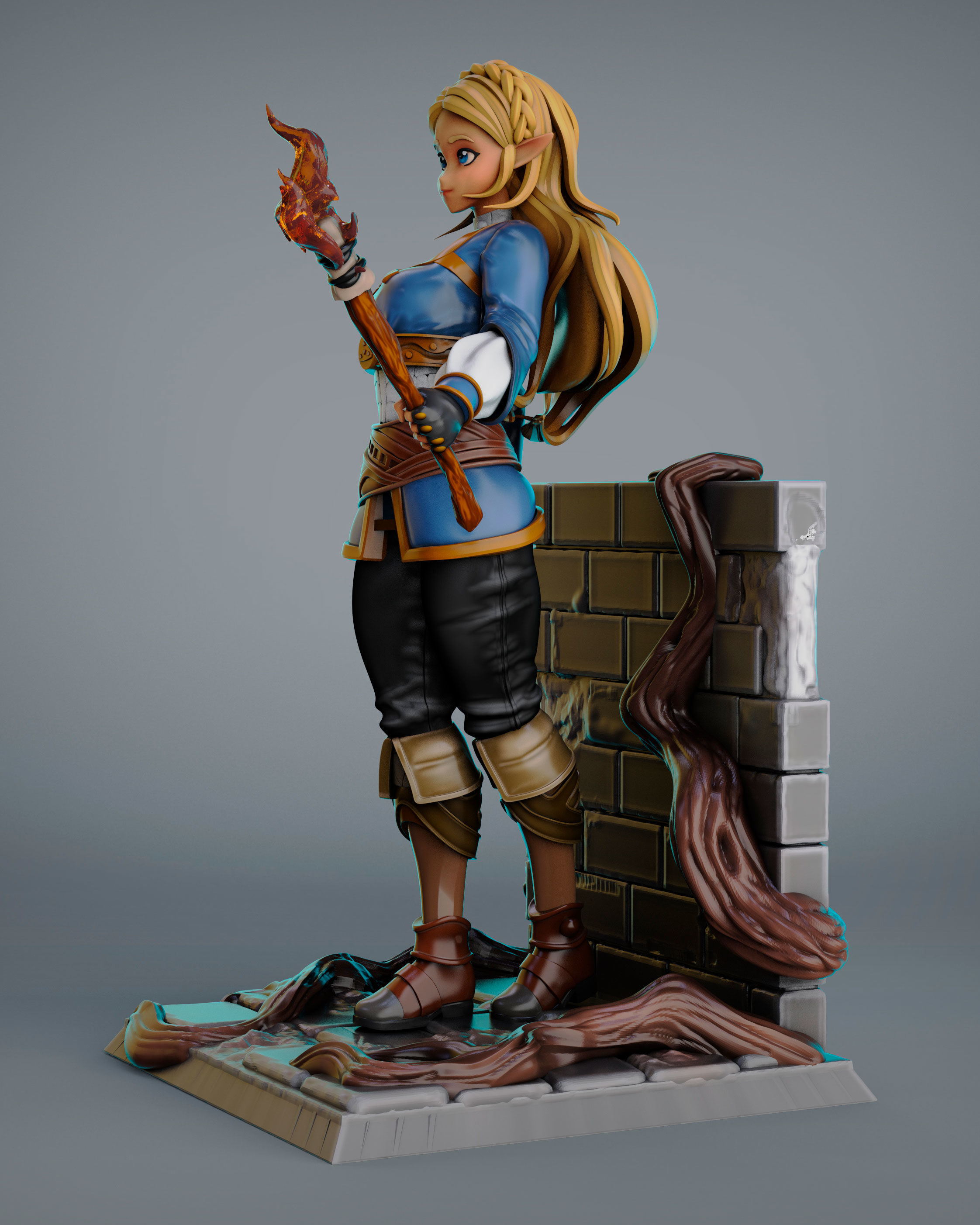princes zelda for 3Dprint more figure nonsplit 3D print model_3