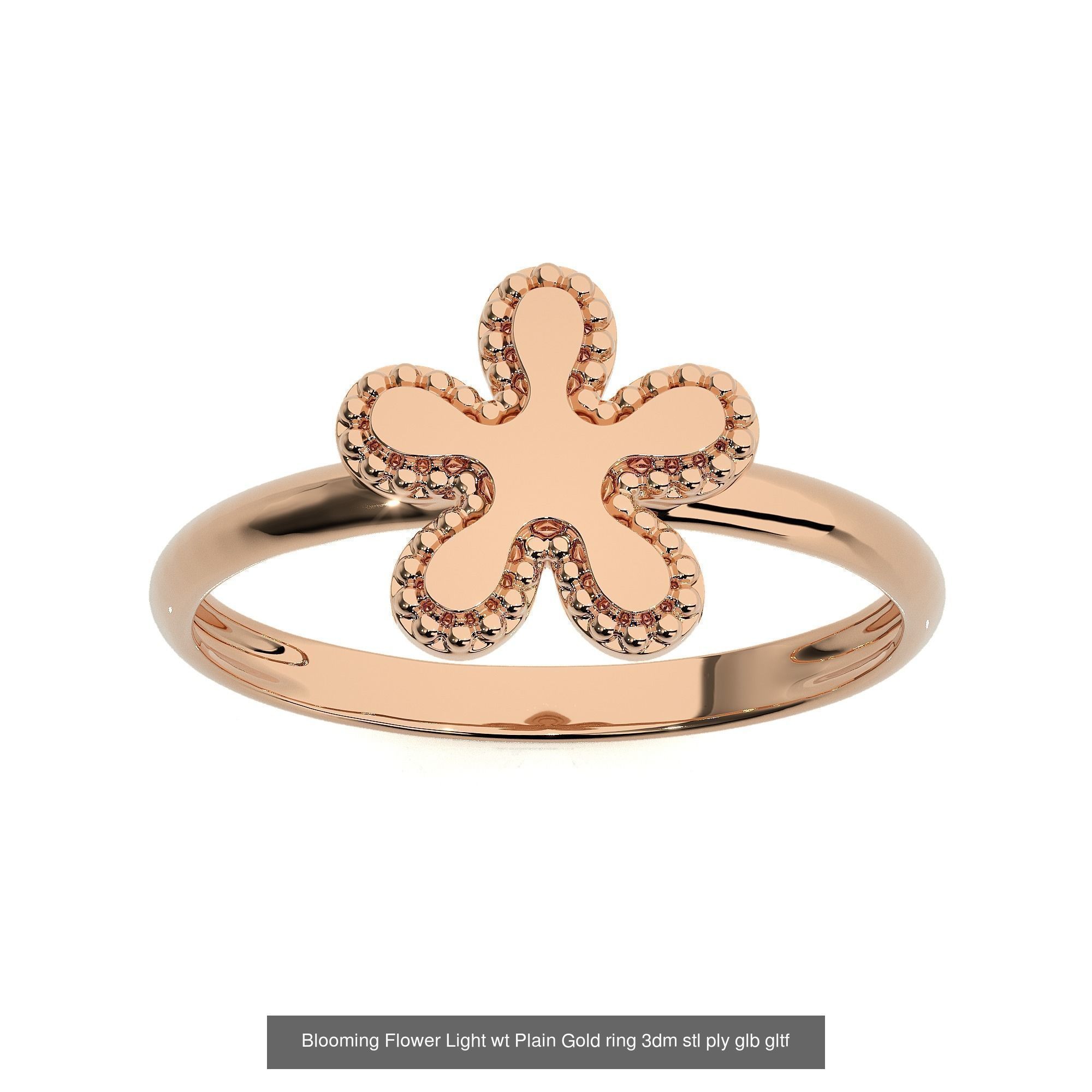 5 ight wt Plain Gold ring 3dm stl ply glb render details 3D Model Collection_5