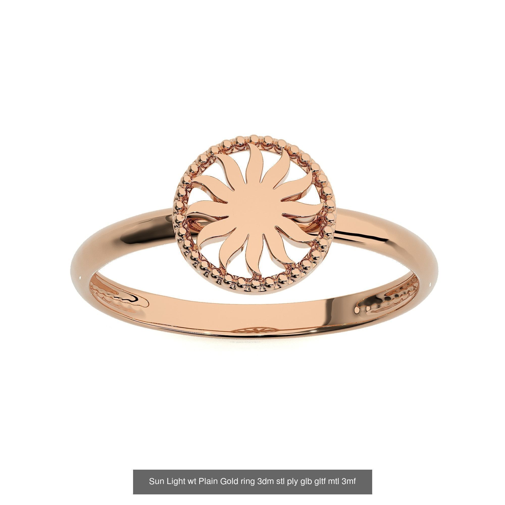 5 ight wt Plain Gold ring 3dm stl ply glb render details 3D Model Collection_3