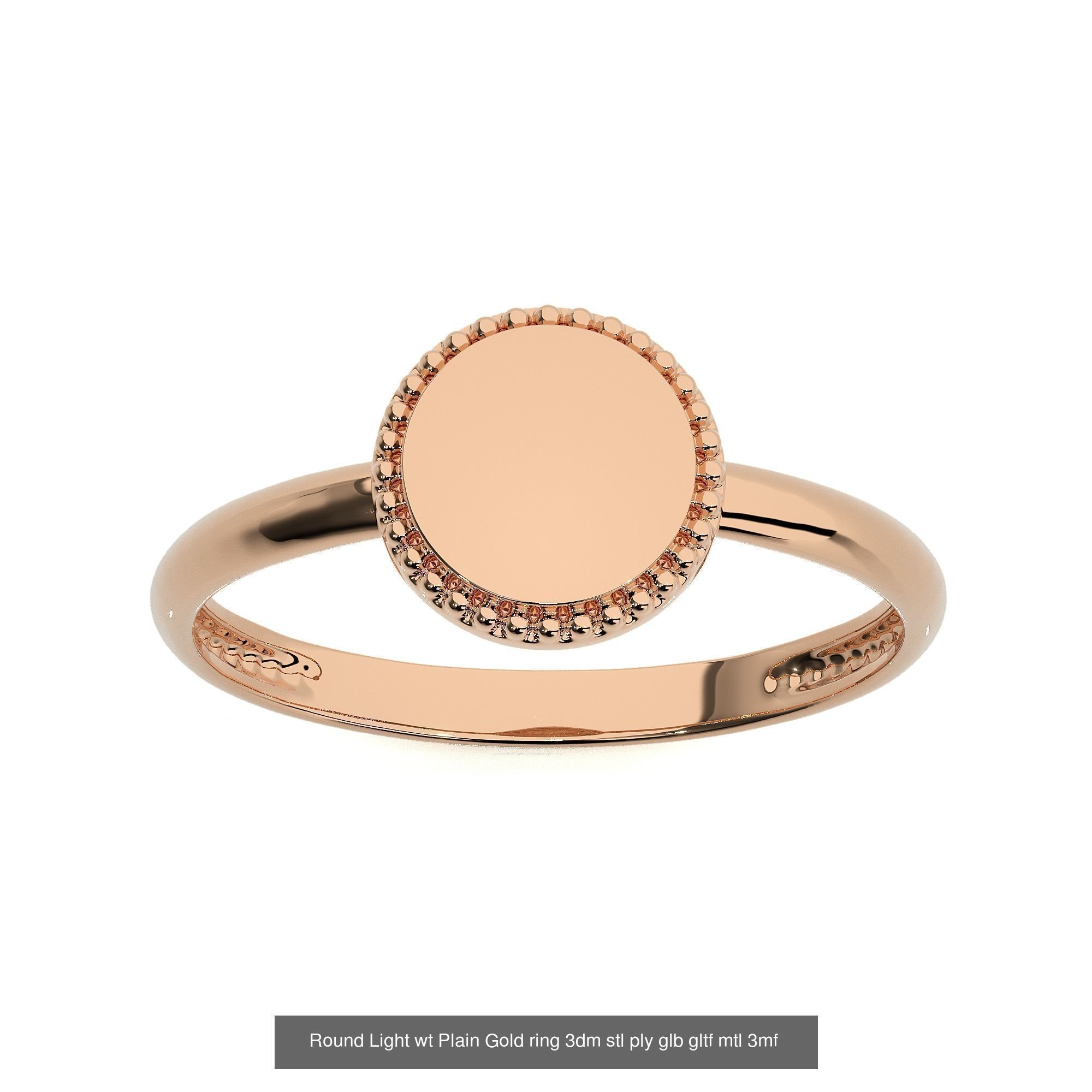 5 ight wt Plain Gold ring 3dm stl ply glb render details 3D Model Collection_6
