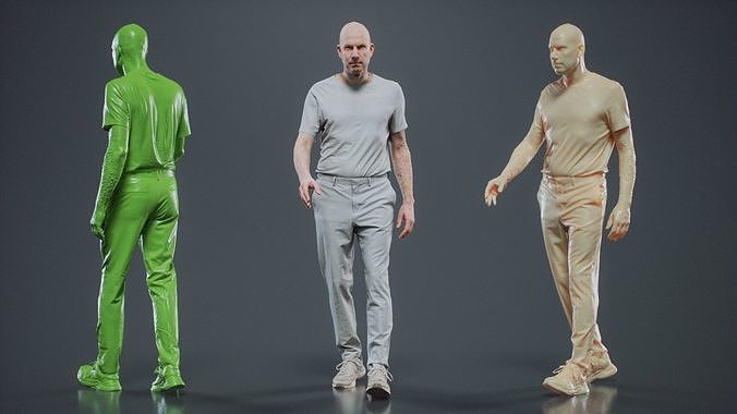 Man In White Walking 004 RAW Scan 3D model