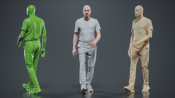 Man In White Walking 003 RAW Scan 3D model