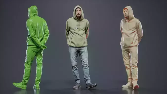 Green Hoodie Man 008 RAW Scan 3D model