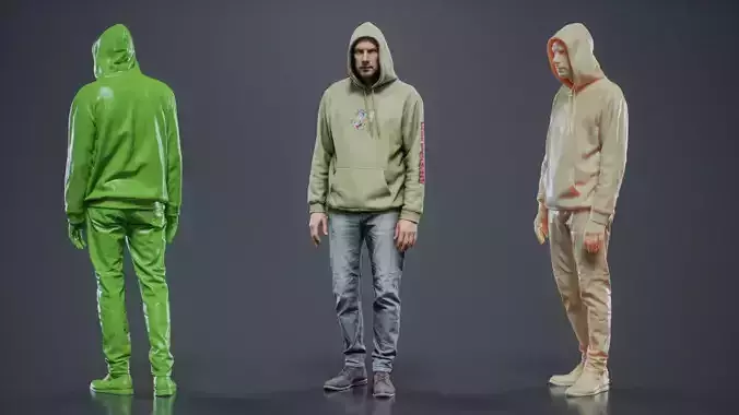 Green Hoodie Man 006 RAW Scan 3D model