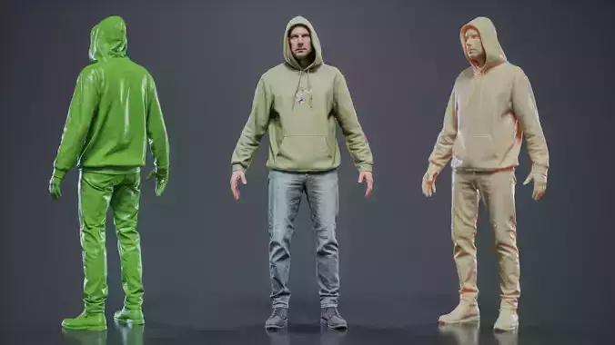 Green Hoodie Man 005 RAW Scan 3D model