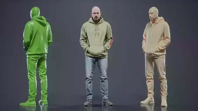 Green Hoodie Man 004 RAW Scan 3D model