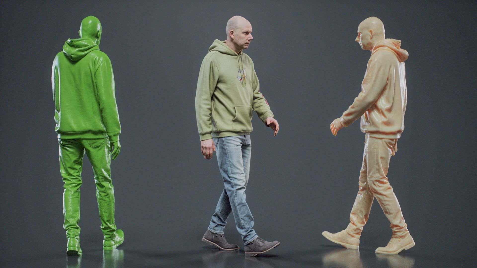 Green Hoodie Man Walking 003 RAW Scan 3D model_2