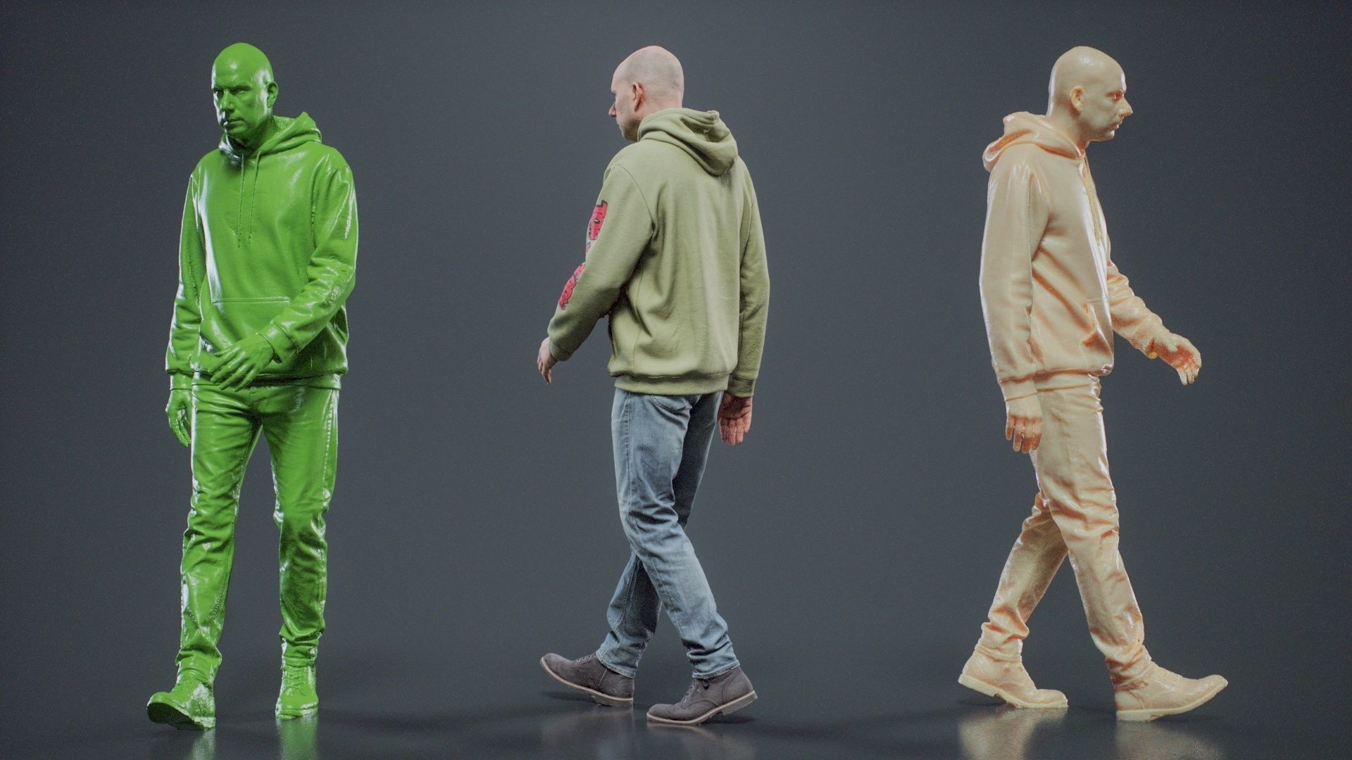 Green Hoodie Man Walking 003 RAW Scan 3D model_8