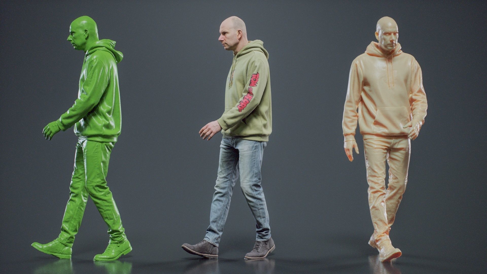 Green Hoodie Man Walking 003 RAW Scan 3D model_10