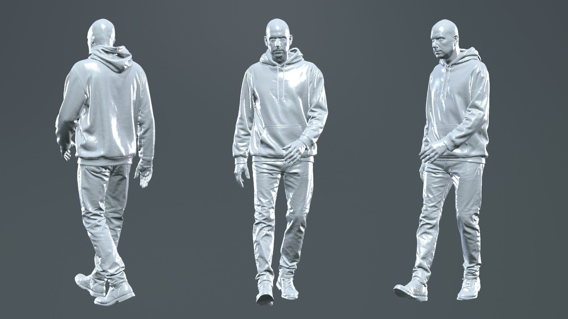 Green Hoodie Man Walking 003 RAW Scan 3D model_12