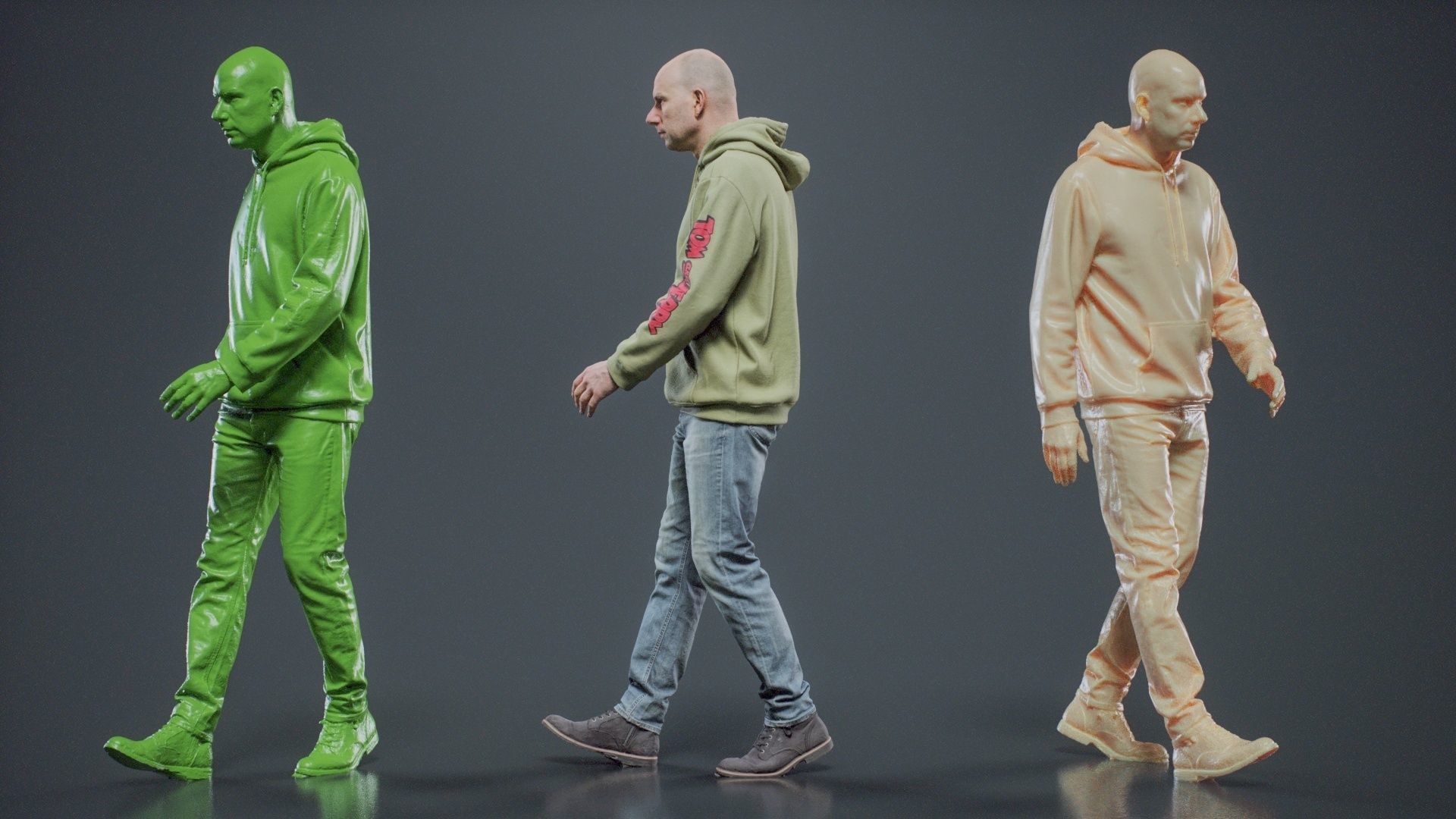 Green Hoodie Man Walking 003 RAW Scan 3D model_9