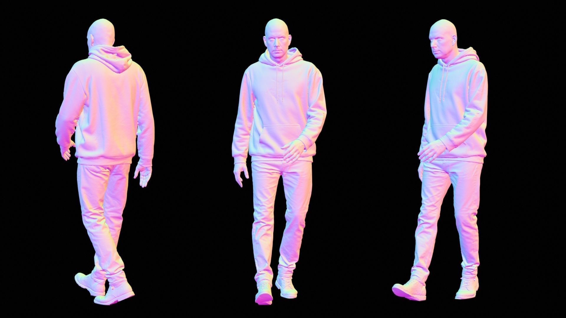 Green Hoodie Man Walking 003 RAW Scan 3D model_13
