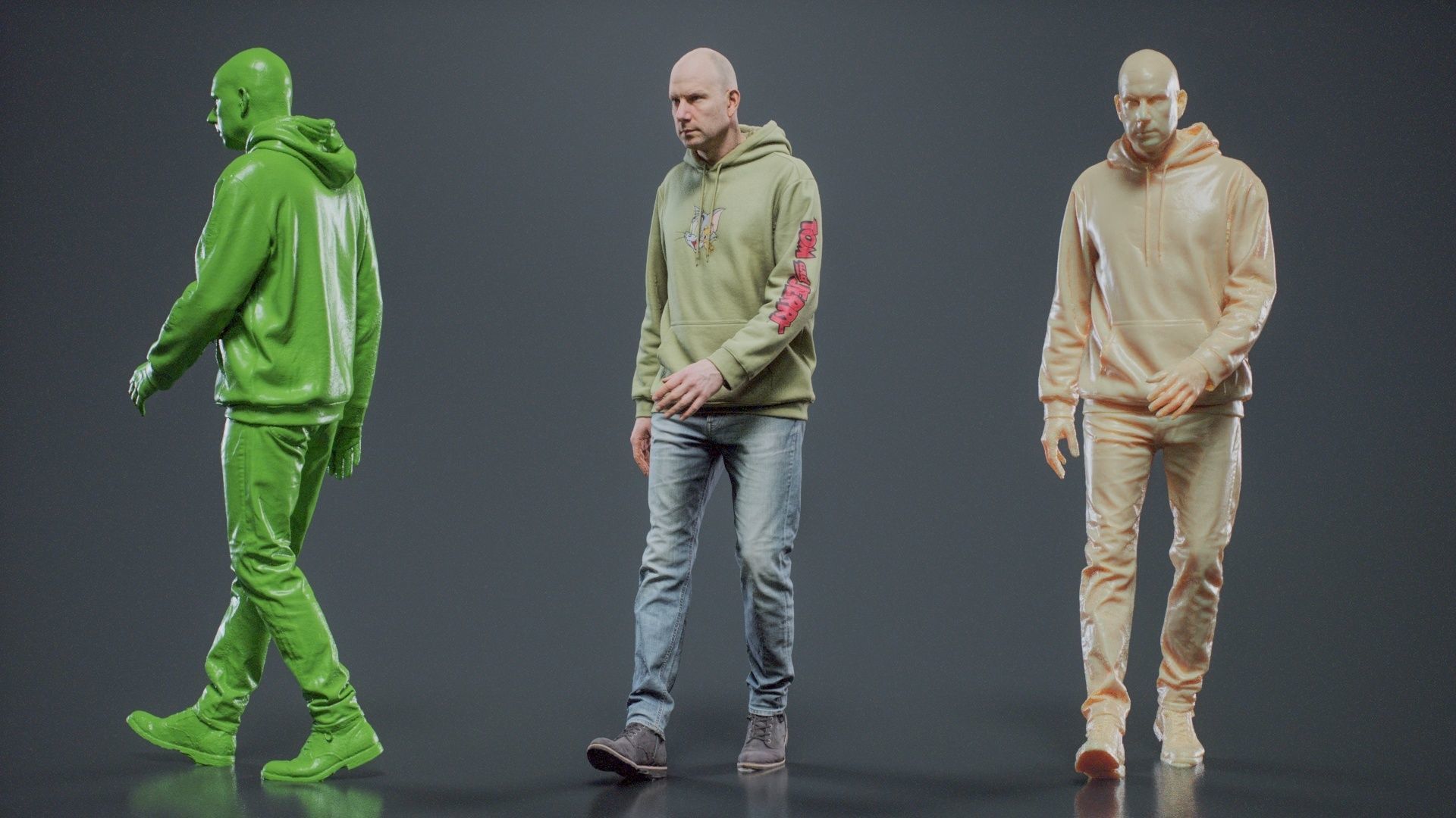 Green Hoodie Man Walking 003 RAW Scan 3D model_11