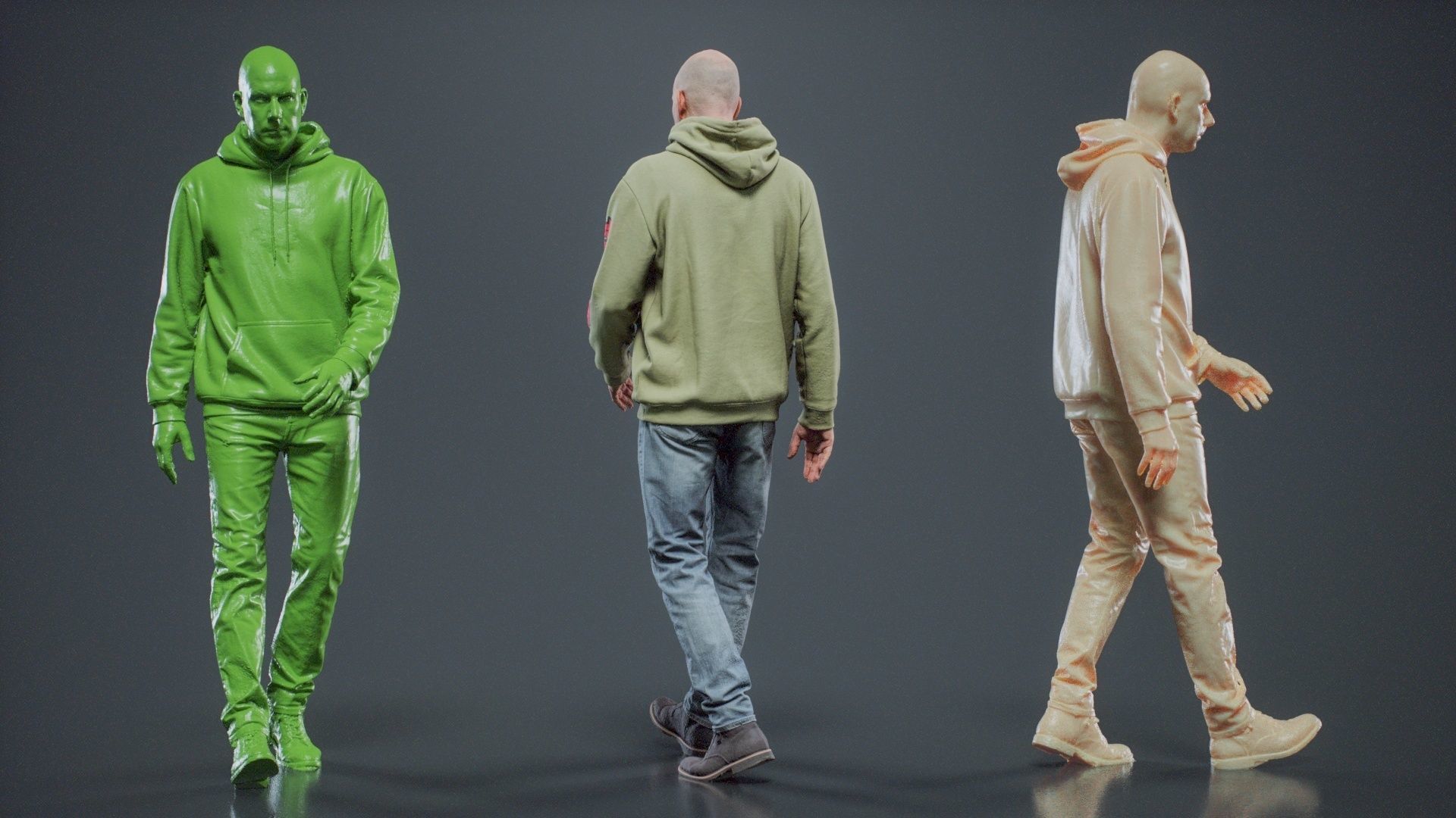 Green Hoodie Man Walking 003 RAW Scan 3D model_7