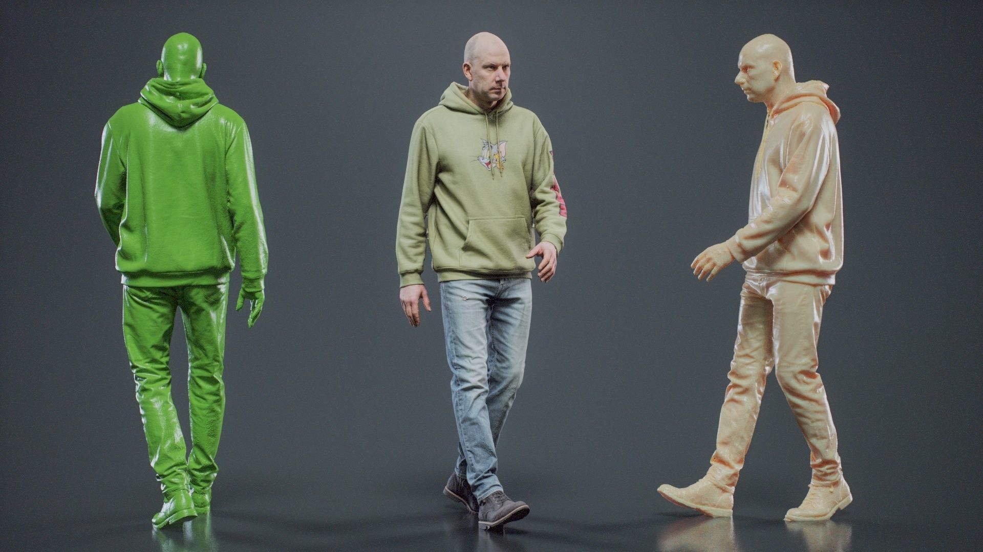 Green Hoodie Man Walking 003 RAW Scan 3D model_1
