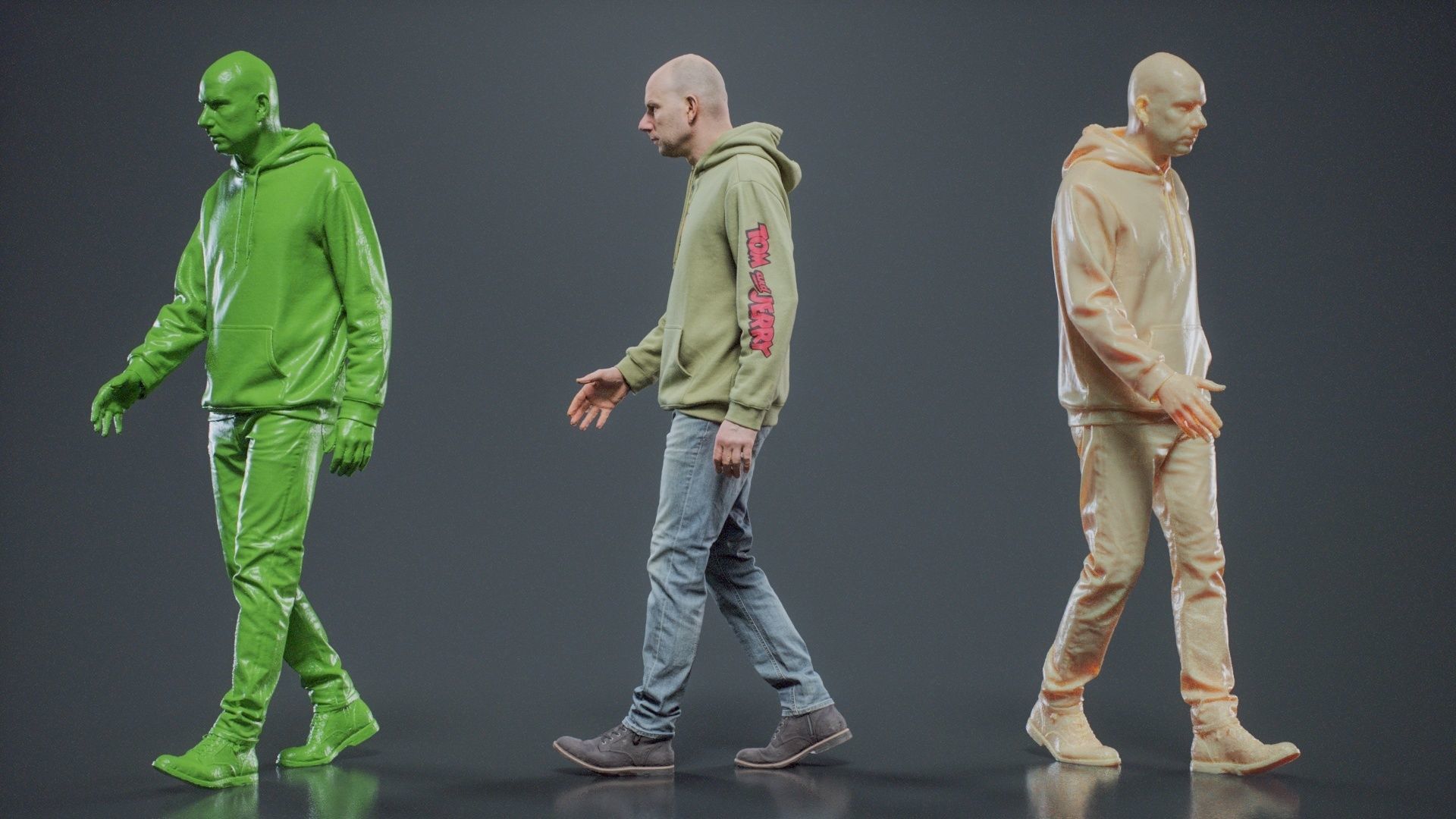 Green Hoodie Man Walking 002 RAW Scan 3D model_9