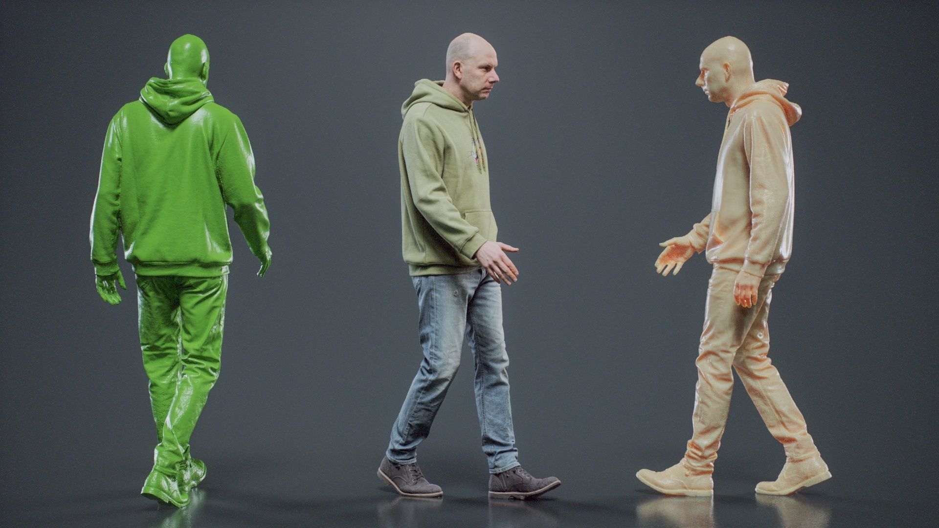 Green Hoodie Man Walking 002 RAW Scan 3D model_2