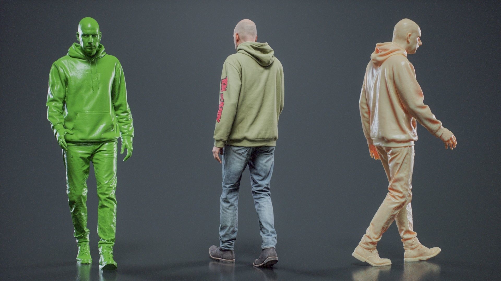 Green Hoodie Man Walking 002 RAW Scan 3D model_7