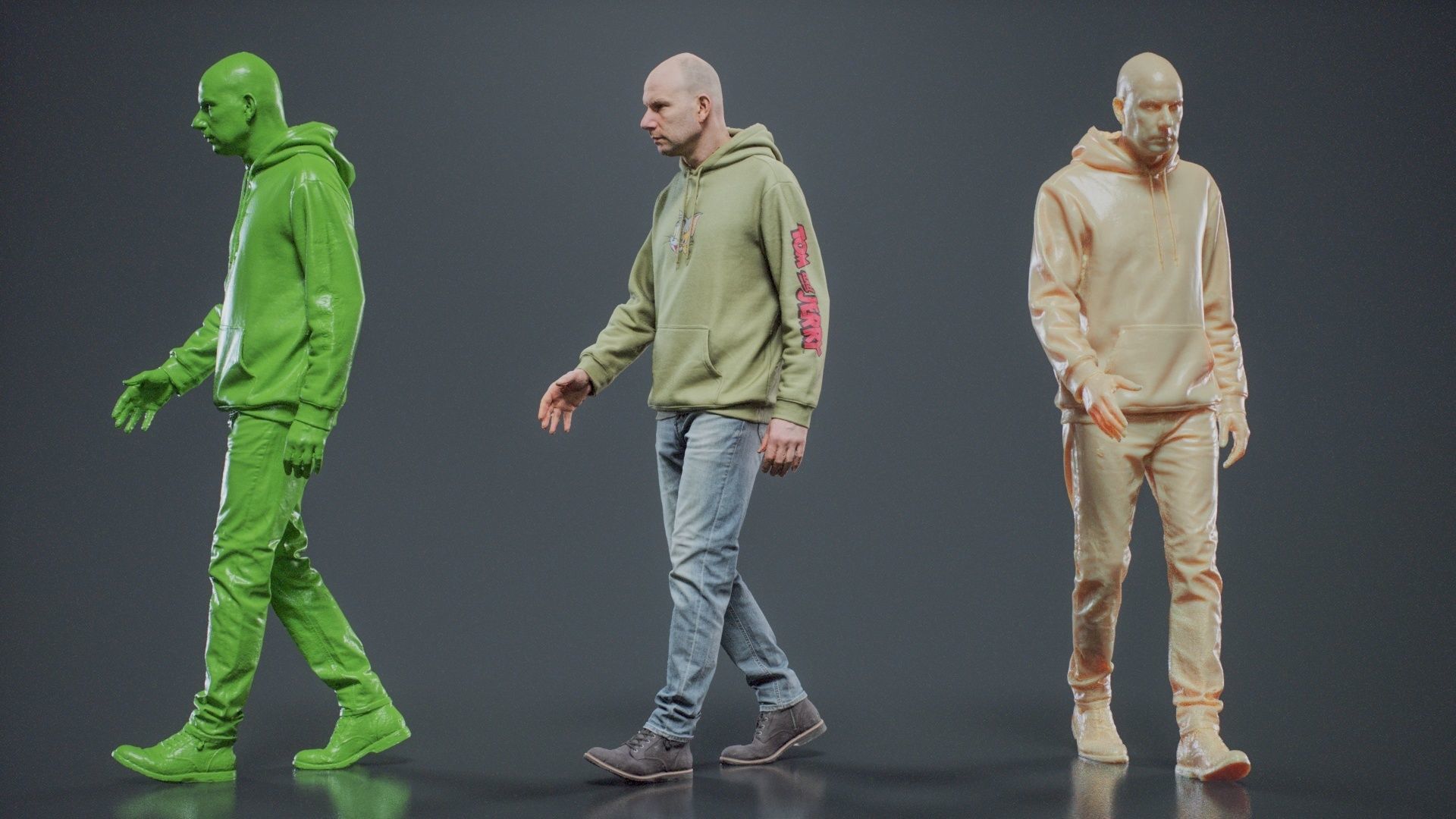 Green Hoodie Man Walking 002 RAW Scan 3D model_10