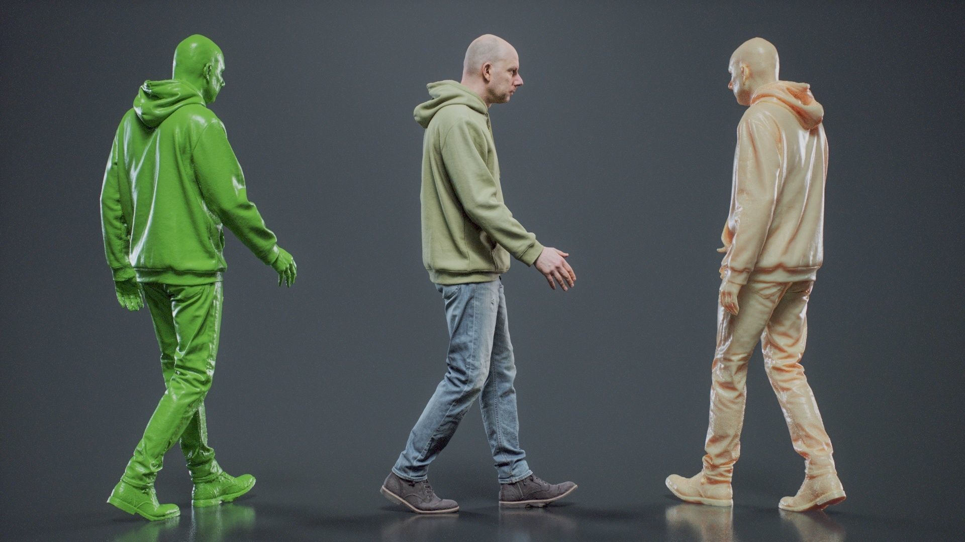 Green Hoodie Man Walking 002 RAW Scan 3D model_3