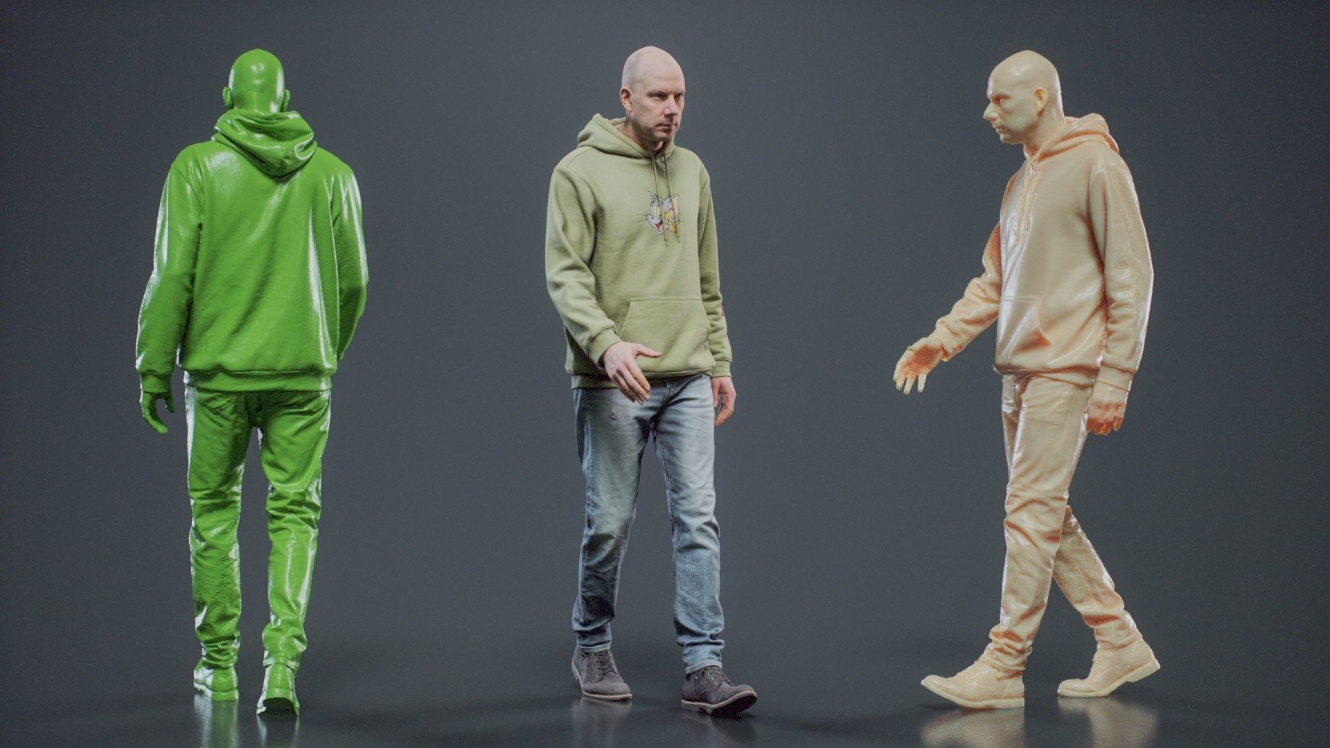 Green Hoodie Man Walking 002 RAW Scan 3D model_1