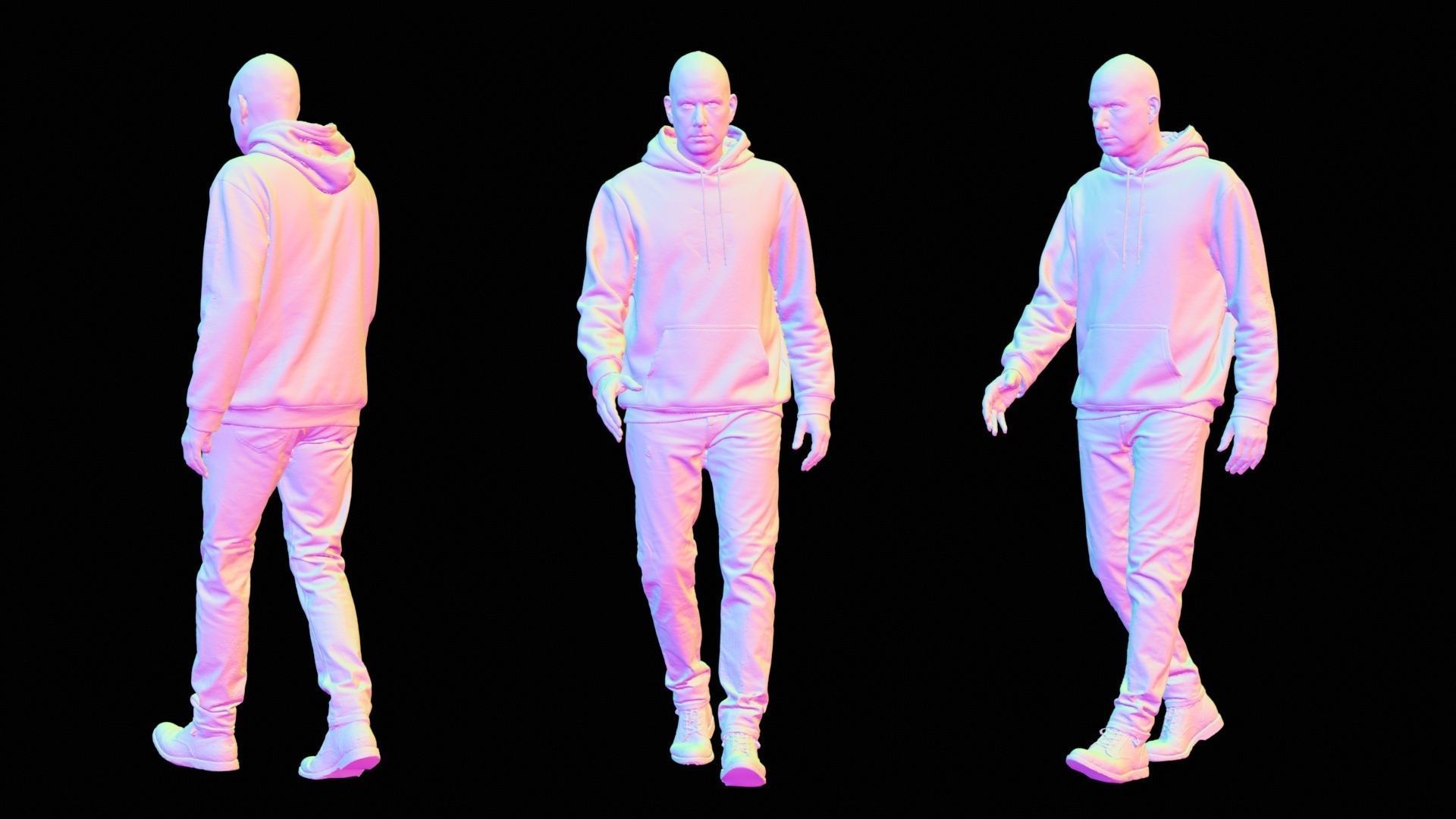 Green Hoodie Man Walking 002 RAW Scan 3D model_13