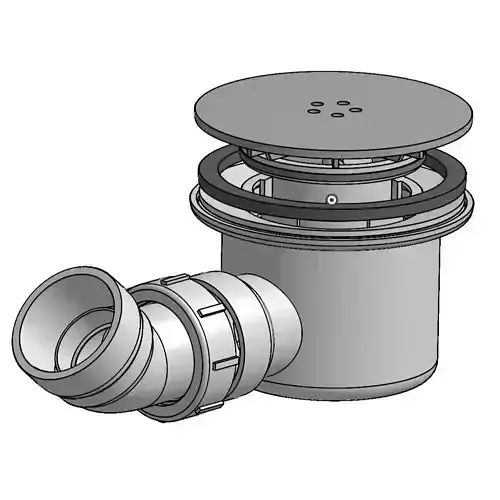 Shower Drain Waste with Pop-Up Plug and Hair Strainer 3D print model