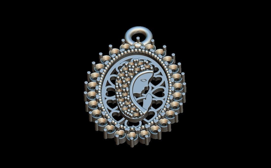 praying virgin pendant 3D print model_1