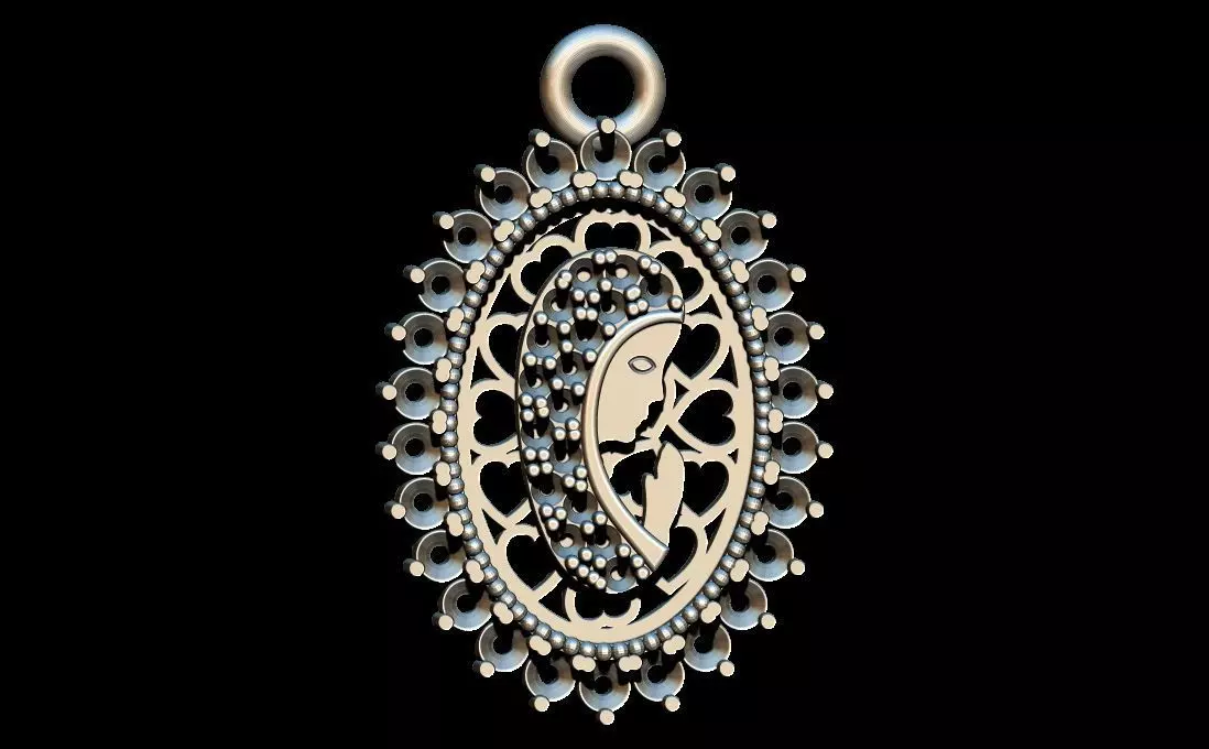 praying virgin pendant 3D print model_0