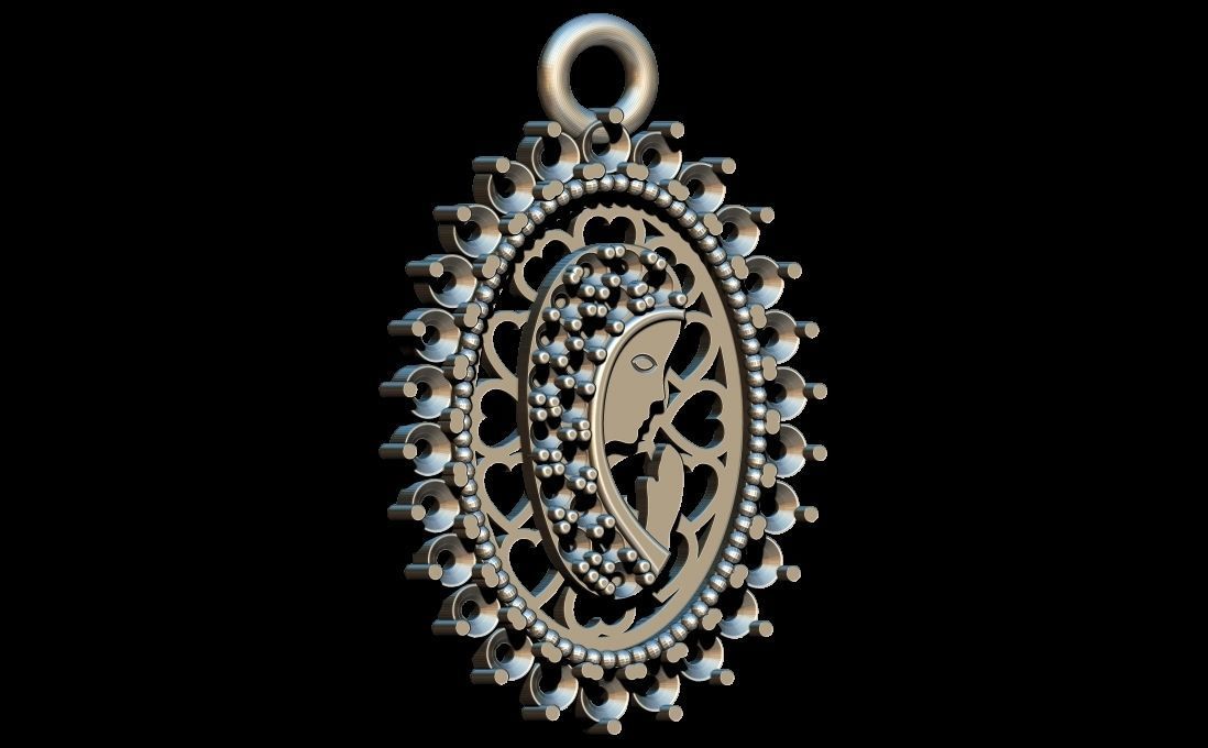praying virgin pendant 3D print model_5