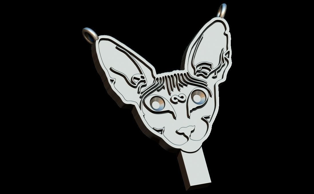 Sphynx Cat pendant 3D print model_1