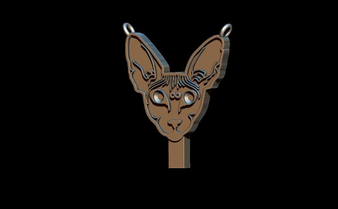 Sphynx Cat pendant 3D print model_4