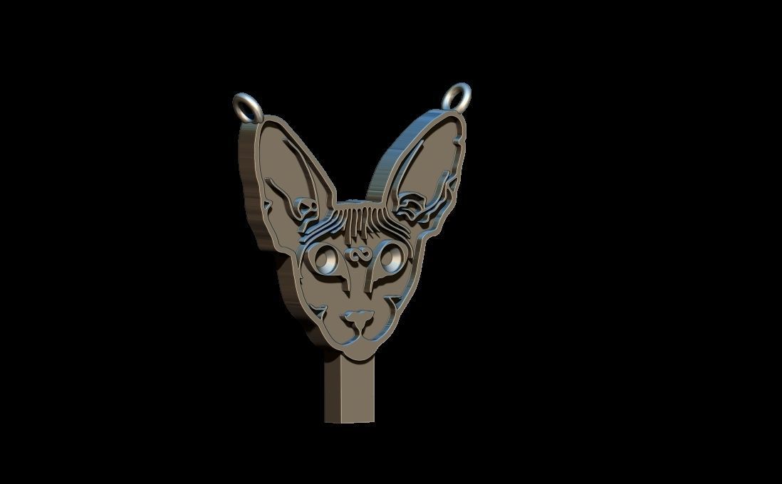 Sphynx Cat pendant 3D print model_3