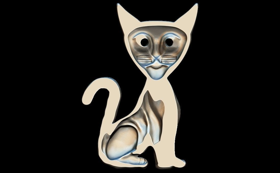 Cat pendant 3D print model_6