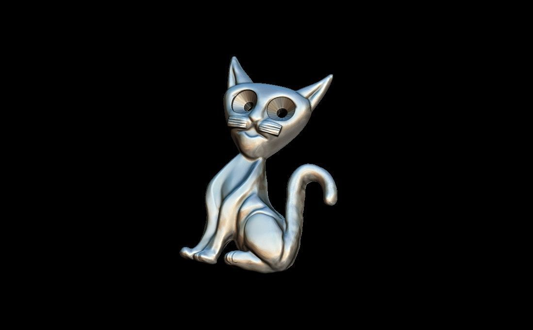 Cat pendant 3D print model_4