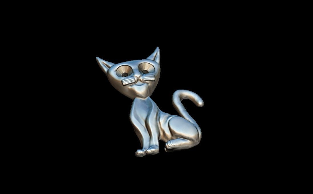 Cat pendant 3D print model_3
