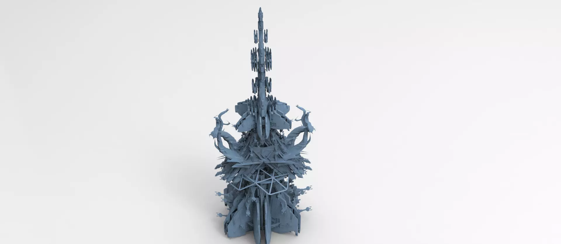 Alien electricity Pylon tower small  3D model_0
