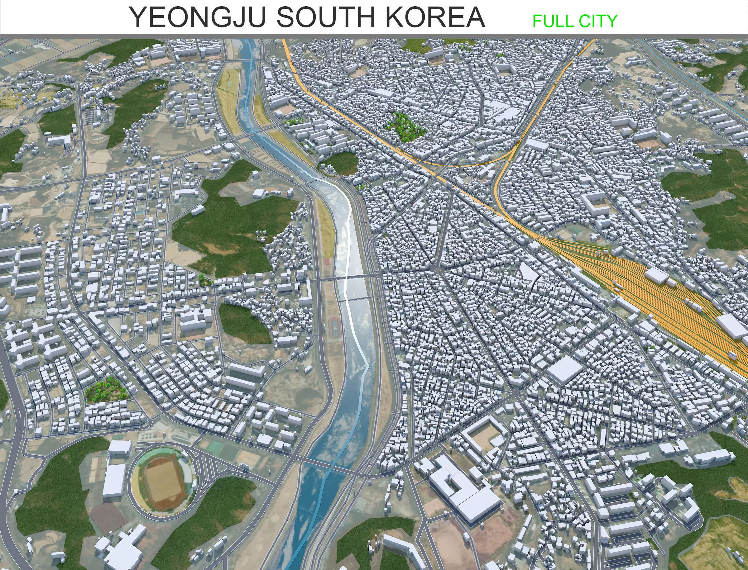 Yeongju South Korea Low-poly 3D model_0