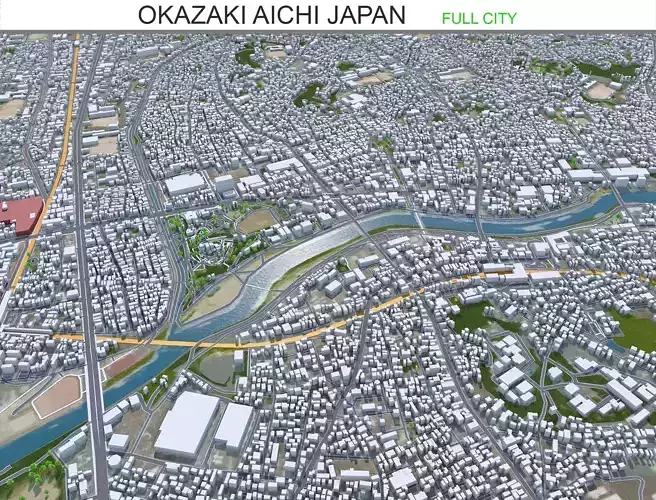 Okazaki Aichi Japan Low-poly 3D model