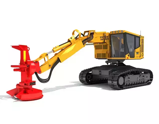 Tracked Feller Buncher Forestry Harvester 3D model