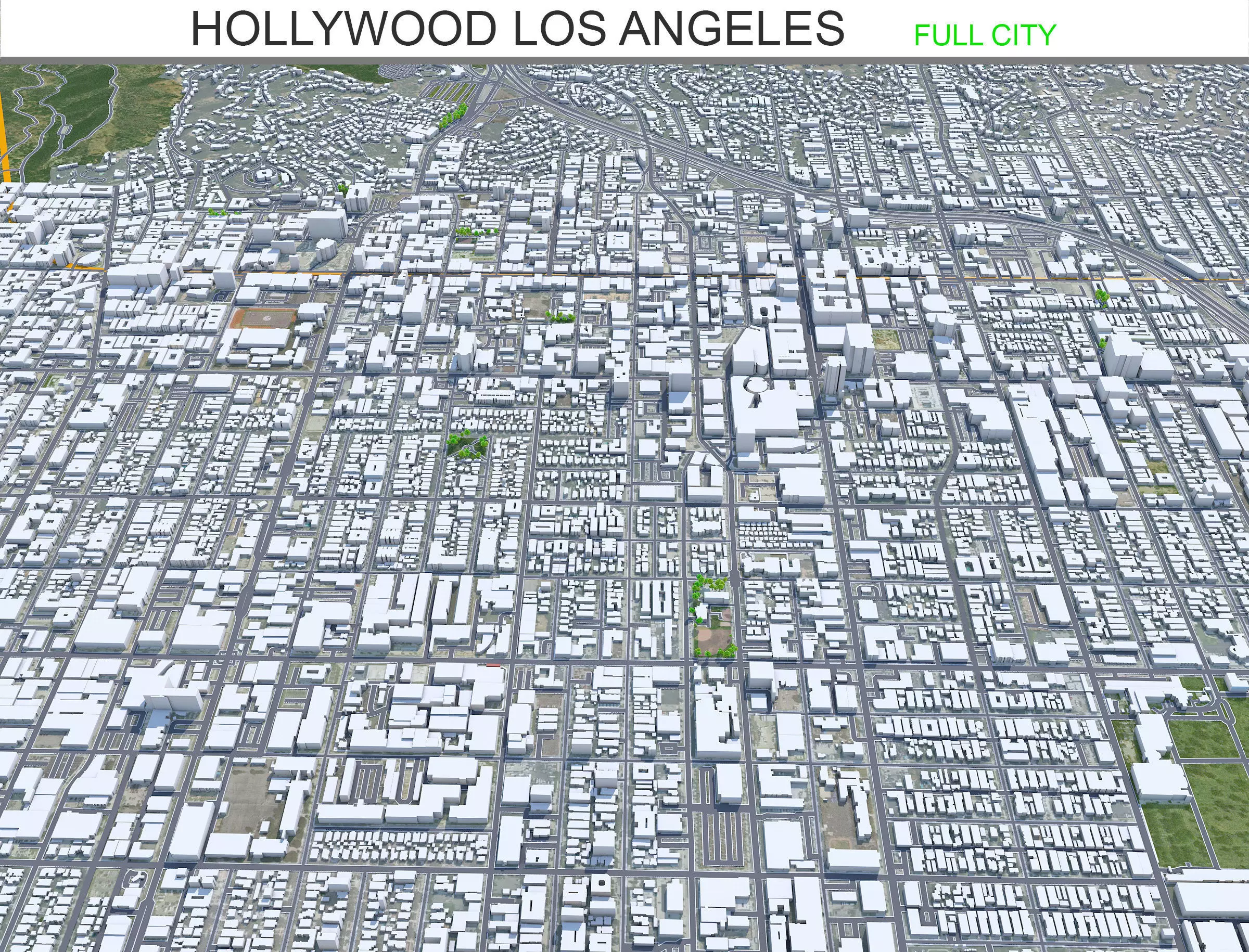 Hollywood Los Angeles California USA Low-poly 3D model