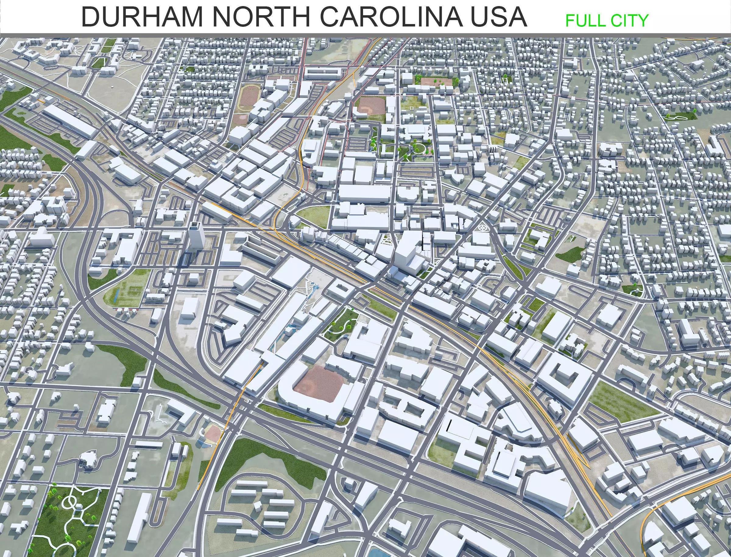 Durham North Carolina USA Low-poly 3D model