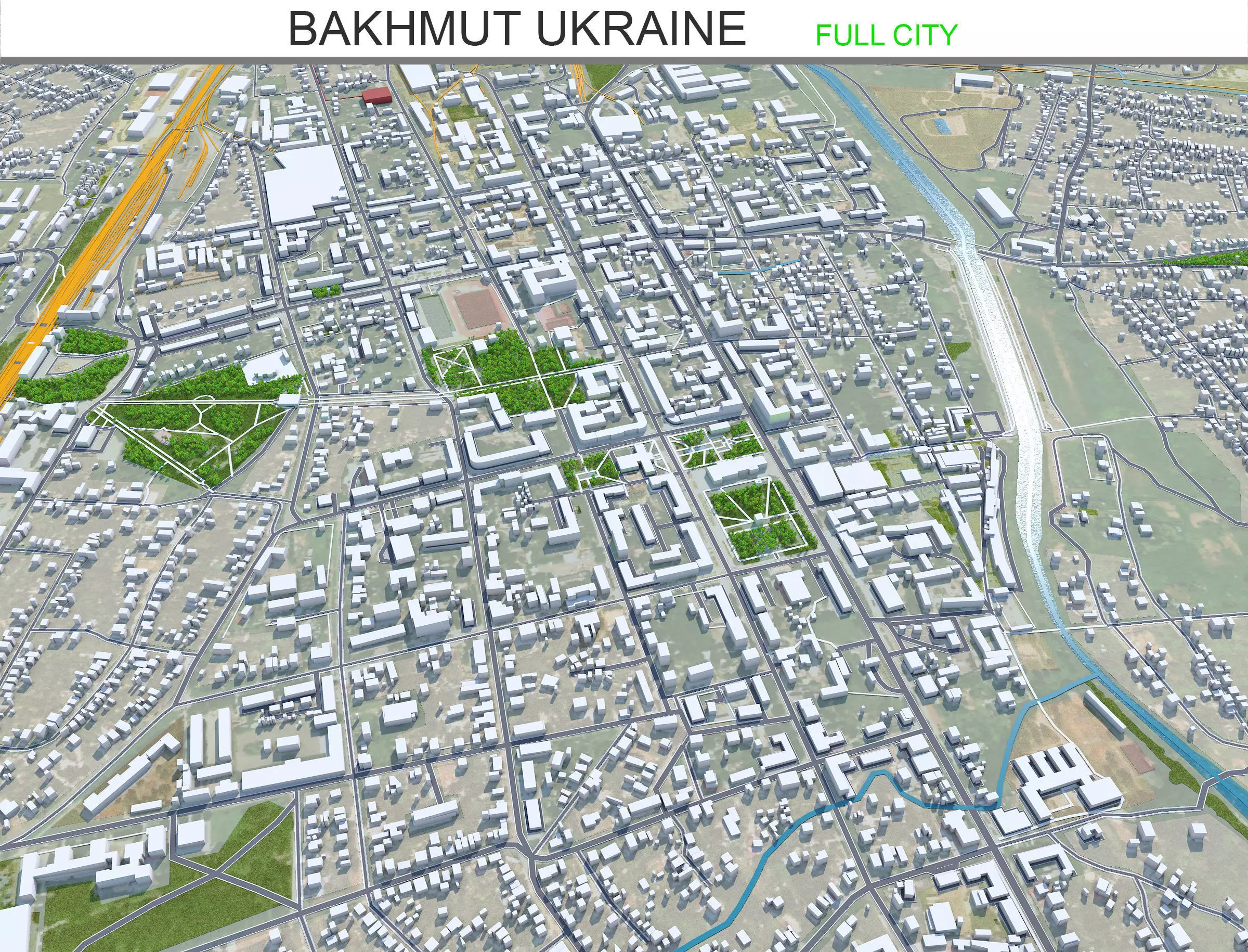 Bakhmut Ukraine Low-poly 3D model
