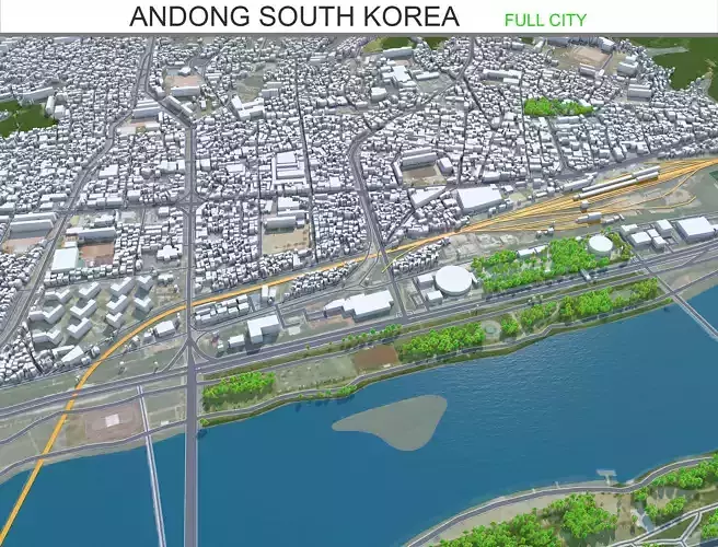 Andong South Korea Low-poly 3D model