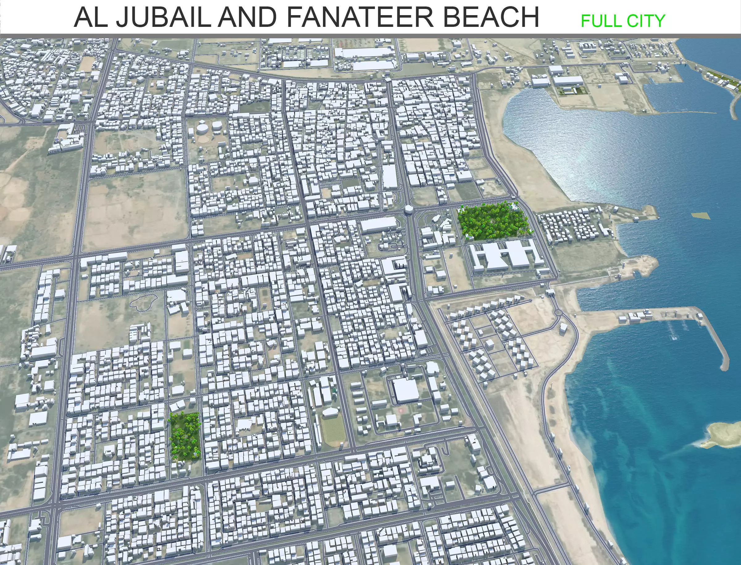 Al Jubail and Fanateer Beach Saudi Arabia Low-poly 3D model_0